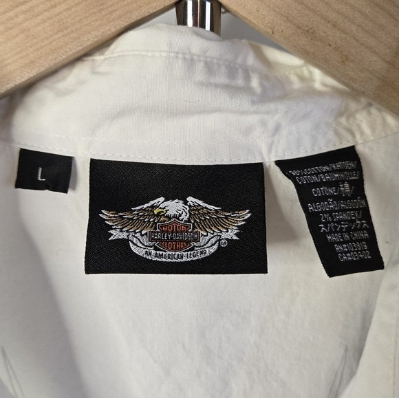 Vintage Harley-Davidson Women’s Short Sleeve Shirt White with Blue HD Size Large - Picture 4 of 8